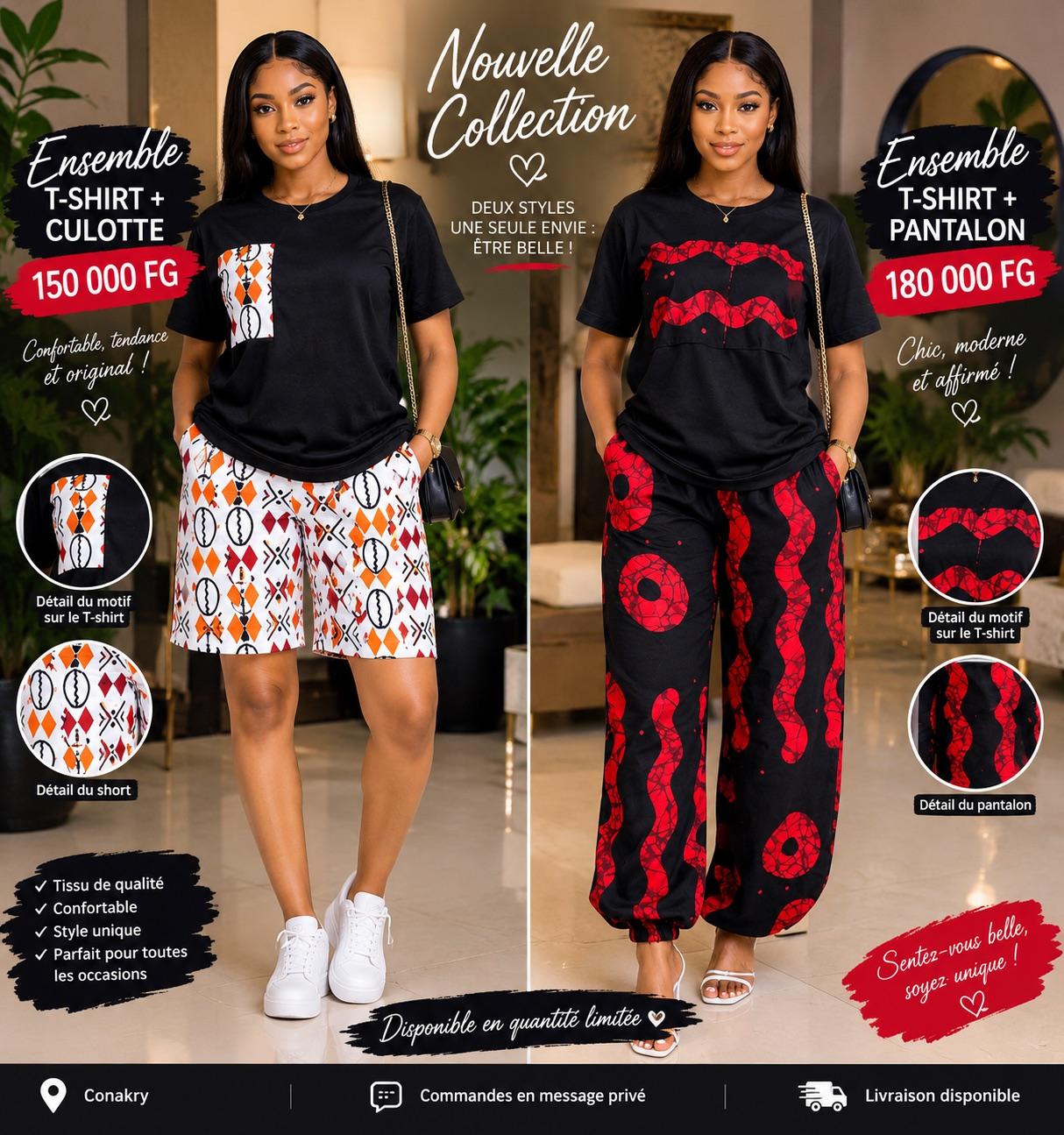 👕🩳 Ensemble T-shirt + short 👕👖 Ensemble T-shirt + pantalon — photo 1