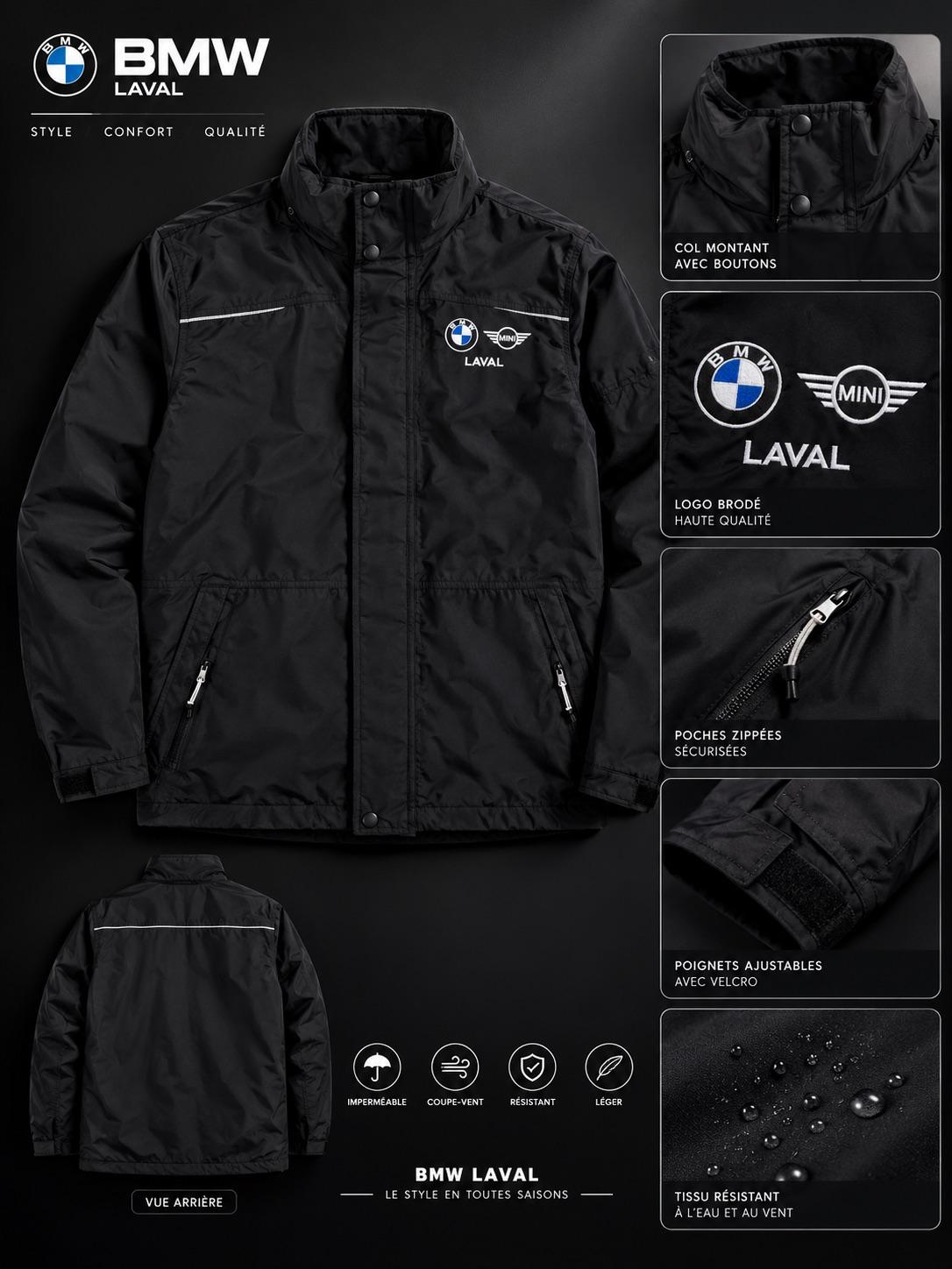 Veste BMW LAVAL Homme – Noire, Élégante et Imperméable